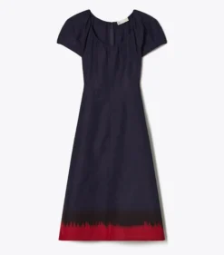 BALLONÄRMEL-KLEID AUS VISKOSE