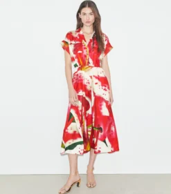BEDRUCKTES HEMDKLEID AUS SEIDENTWILL