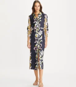 BEDRUCKTES HEMDKLEID AUS SEIDENTWILL