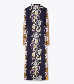 BEDRUCKTES JERSEYKLEID MIT STEHKRAGEN