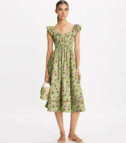 BEDRUCKTES KLEID AUS BAUMWOLLPOPELINE