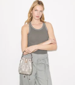 BESCHICHTETE MINI BUCKET BAG AUS JACQUARD MIT T-MONOGRAMM