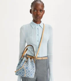 BUCKET BAG AUS DENIM MIT T-MONOGRAMM