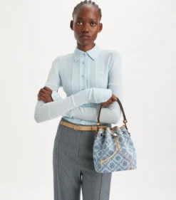 BUCKET BAG AUS DENIM MIT T-MONOGRAMM