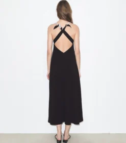 CRÊPEKLEID MIT BINDEDETAIL AM RÜCKEN