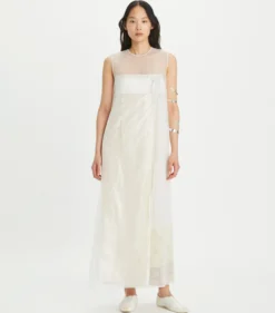 DEVORÉ-KLEID MIT TRANSPARENTER LAGE
