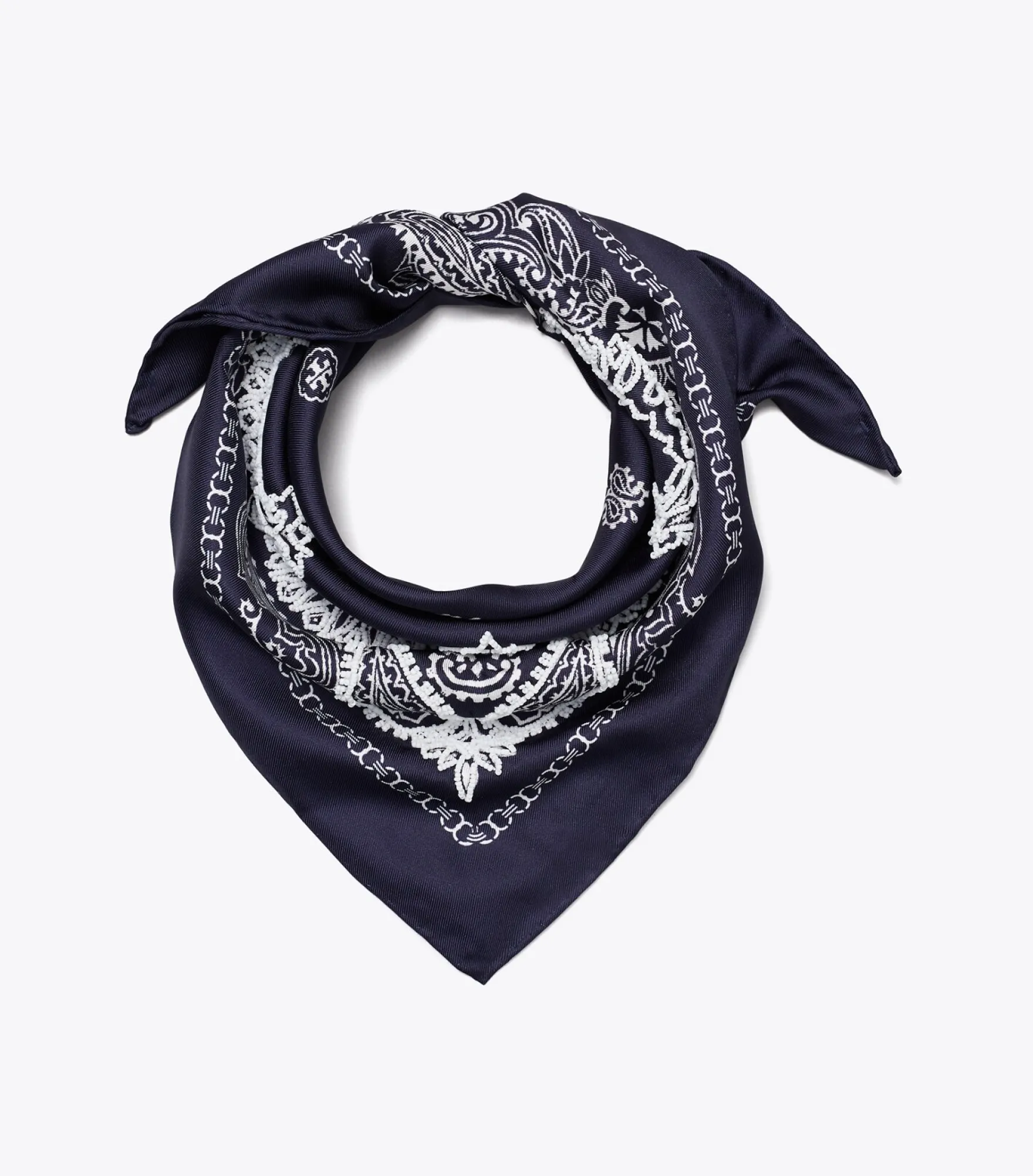 DREIECKIGES BANDANA-TUCH MIT PERLEN