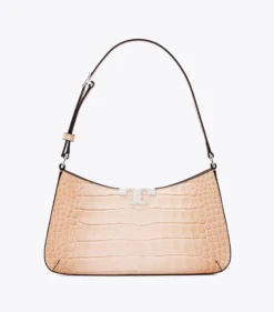 ELEANOR CROC EMBOSSED SLIM SHOULDER BAG