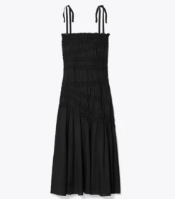 GESMOKTES BAUMWOLLKLEID MIT GEBUNDENEN TRÄGERN