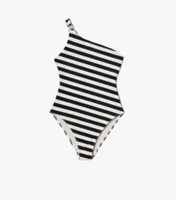 GESTREIFTER ONE-SHOULDER-BADEANZUG