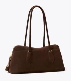 HENKELTASCHE IM QUERFORMAT AUS WILDLEDER MIT SCHLOSS