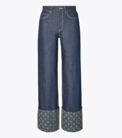 JEANS MIT KONTRASTIERENDEN BEINABSCHLÜSSEN UND GERADE GESCHNITTENEM BEIN