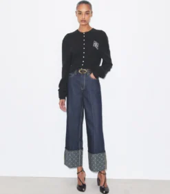 JEANS MIT KONTRASTIERENDEN BEINABSCHLÜSSEN UND GERADE GESCHNITTENEM BEIN