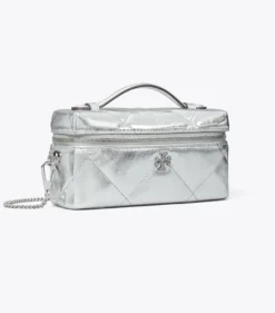 KIRA KOSMETIKTASCHE IN METALLIC MIT RAUTENSTEPPUNG