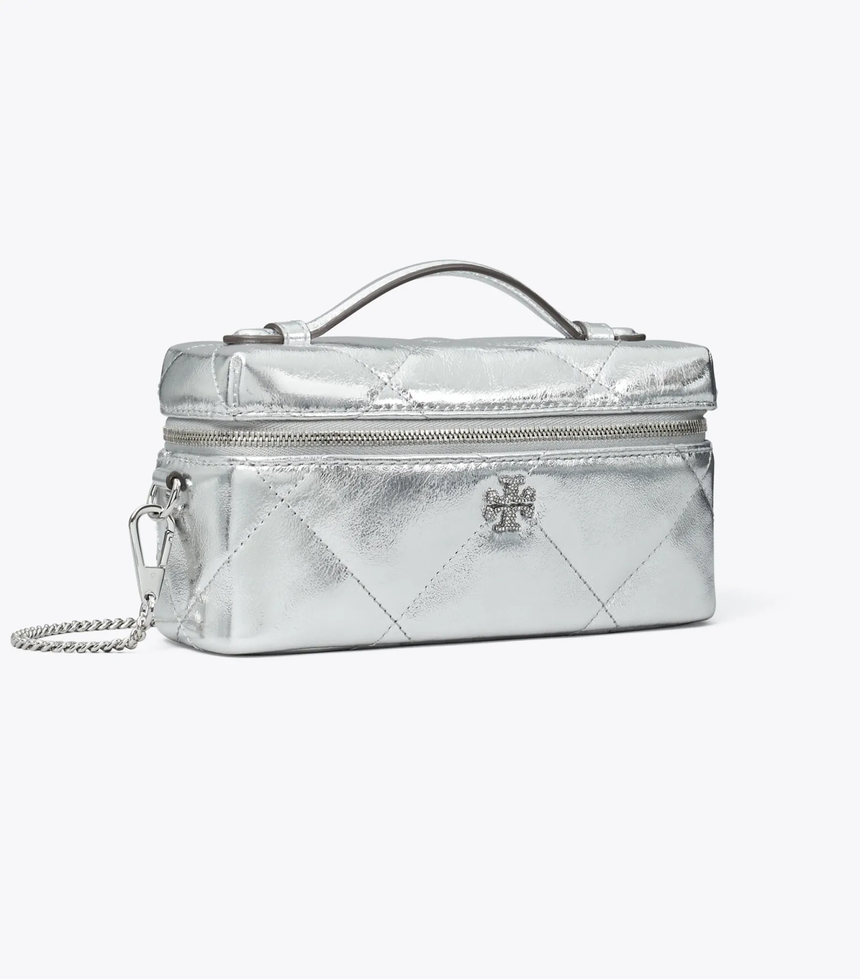 KIRA KOSMETIKTASCHE IN METALLIC MIT RAUTENSTEPPUNG