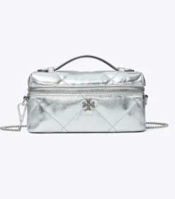 KIRA KOSMETIKTASCHE IN METALLIC MIT RAUTENSTEPPUNG