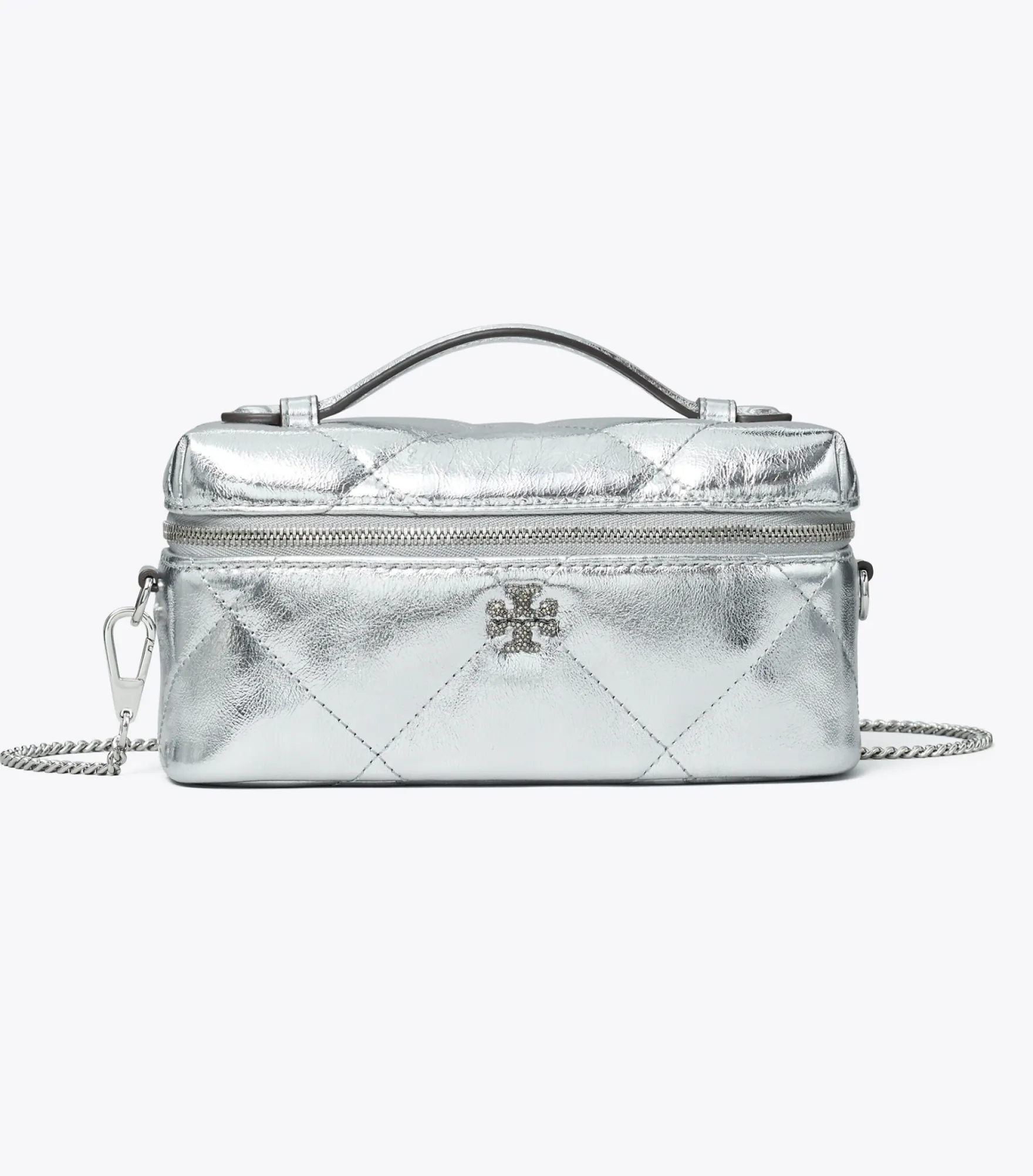 KIRA KOSMETIKTASCHE IN METALLIC MIT RAUTENSTEPPUNG