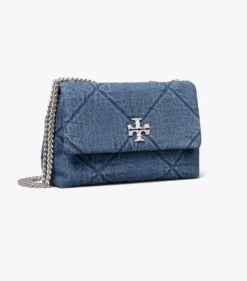 KLEINE KIRA SCHULTERTASCHE AUS DENIM MIT RAUTENSTEPPUNG