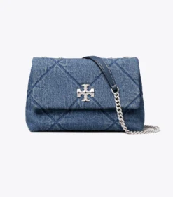 KLEINE KIRA SCHULTERTASCHE AUS DENIM MIT RAUTENSTEPPUNG