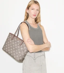 KLEINE TOTE BAG AUS BESCHICHTETEM JACQUARD MIT T-MONOGRAMM UND REISSVERSCHLUSS