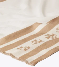 LÄNGLICHER SCHAL MIT LOGO UND STREIFEN