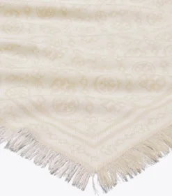 LÄNGLICHER SCHAL MIT T-MONOGRAMM UND BLUMENMUSTER
