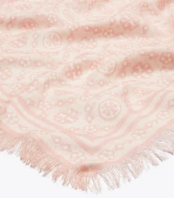 LÄNGLICHER SCHAL MIT T-MONOGRAMM UND BLUMENMUSTER