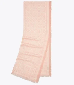 LÄNGLICHER SCHAL MIT T-MONOGRAMM UND BLUMENMUSTER