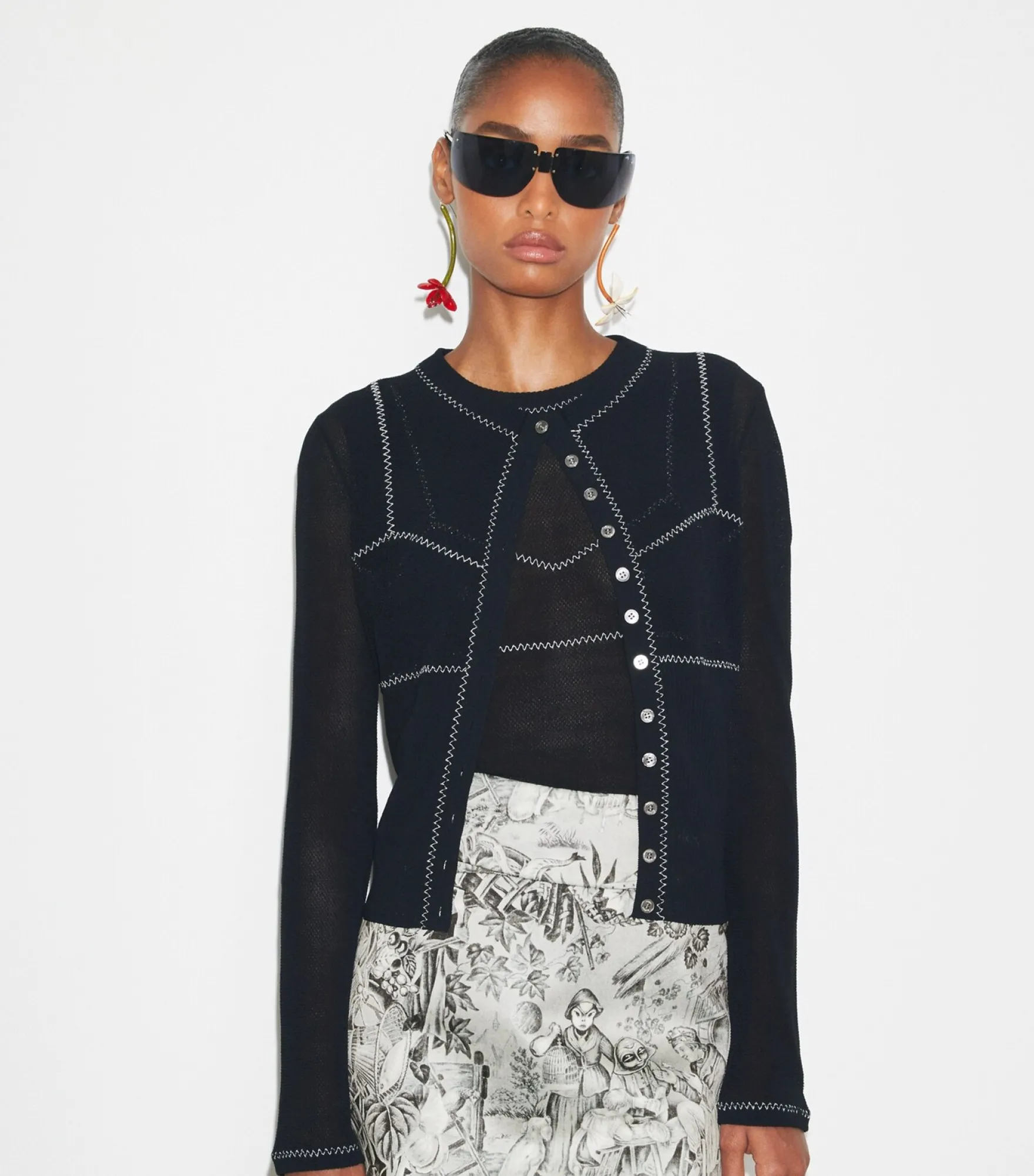 MESHCARDIGAN AUS BAUMWOLLE UND NYLON