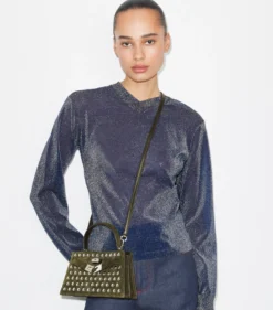 MINI LEE RADZIWILL TASCHE AUS WILDLEDER MIT NIETEN UND TRAGEGRIFF OBEN