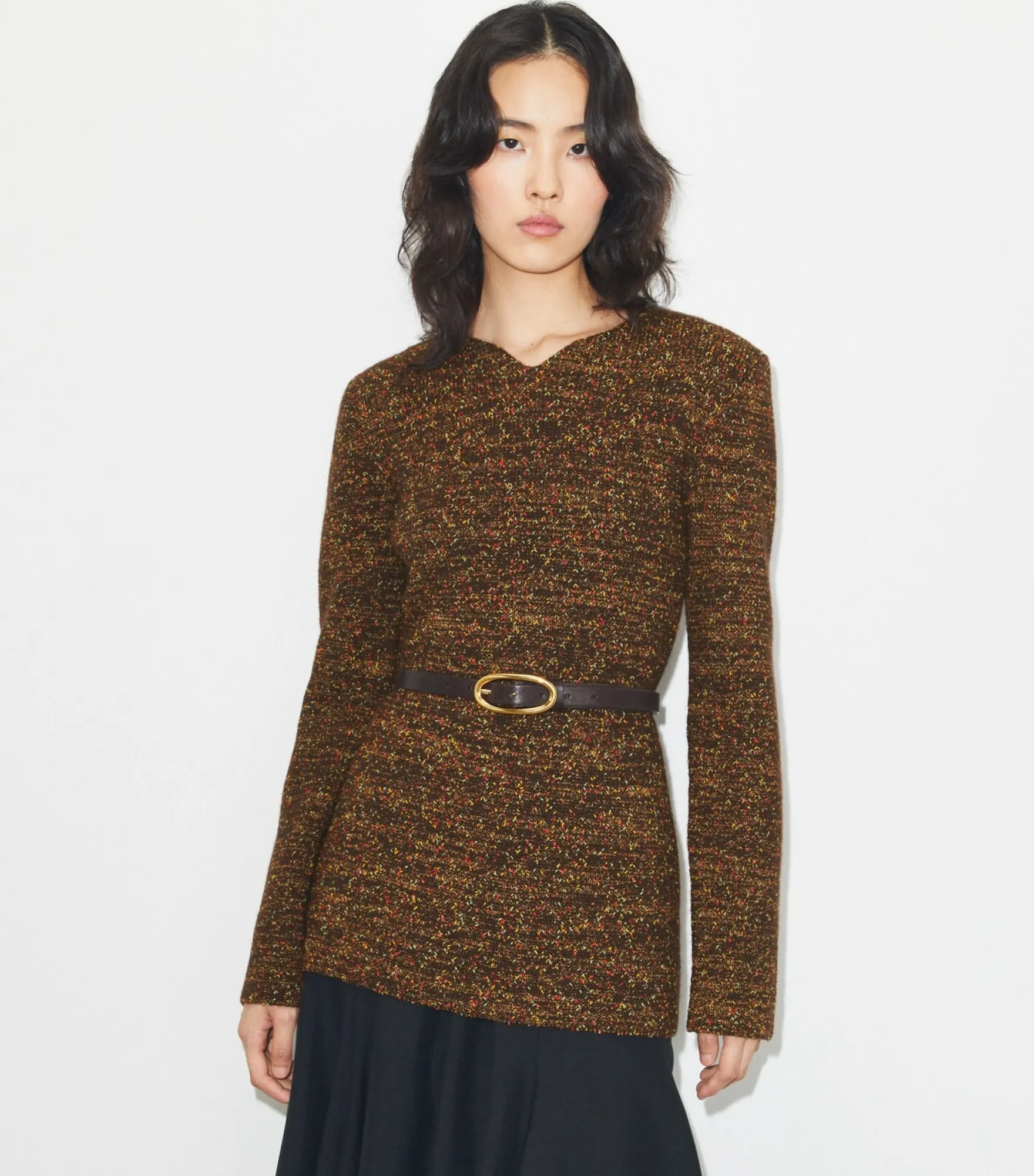 NYLON AND VISCOSE MARLED SWEATER