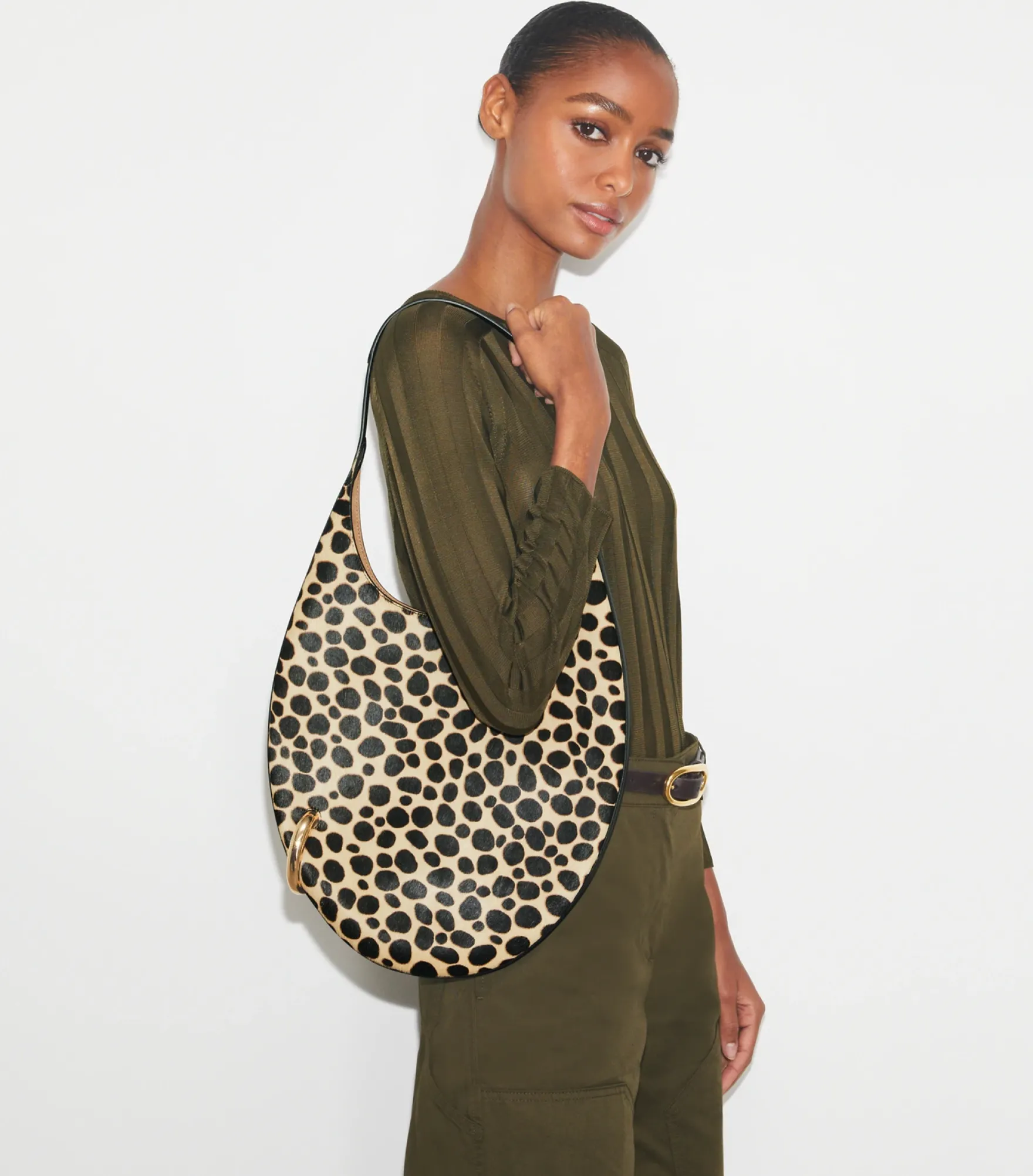 PIERCED CALF HAIR HANDBAG
