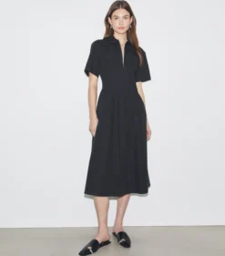 POPELINEKLEID MIT FALTEN AN DER TAILLE