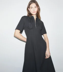 POPELINEKLEID MIT FALTEN AN DER TAILLE