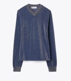 PULLOVER IN METALLIC MIT V-AUSSCHNITT