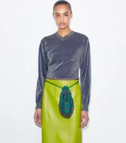 PULLOVER IN METALLIC MIT V-AUSSCHNITT