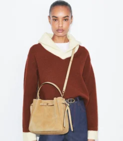 ROMY BUCKET BAG AUS WILDLEDER MIT HEFTNAHT