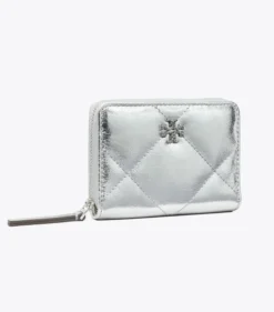 SMALL KIRA DIAMOND QUILT METALLIC ZIP-AROUND WALLET