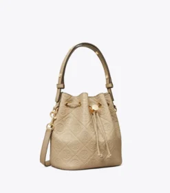 STRUKTURIERTE BUCKET BAG MIT T-MONOGRAMM
