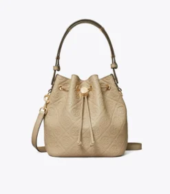 STRUKTURIERTE BUCKET BAG MIT T-MONOGRAMM