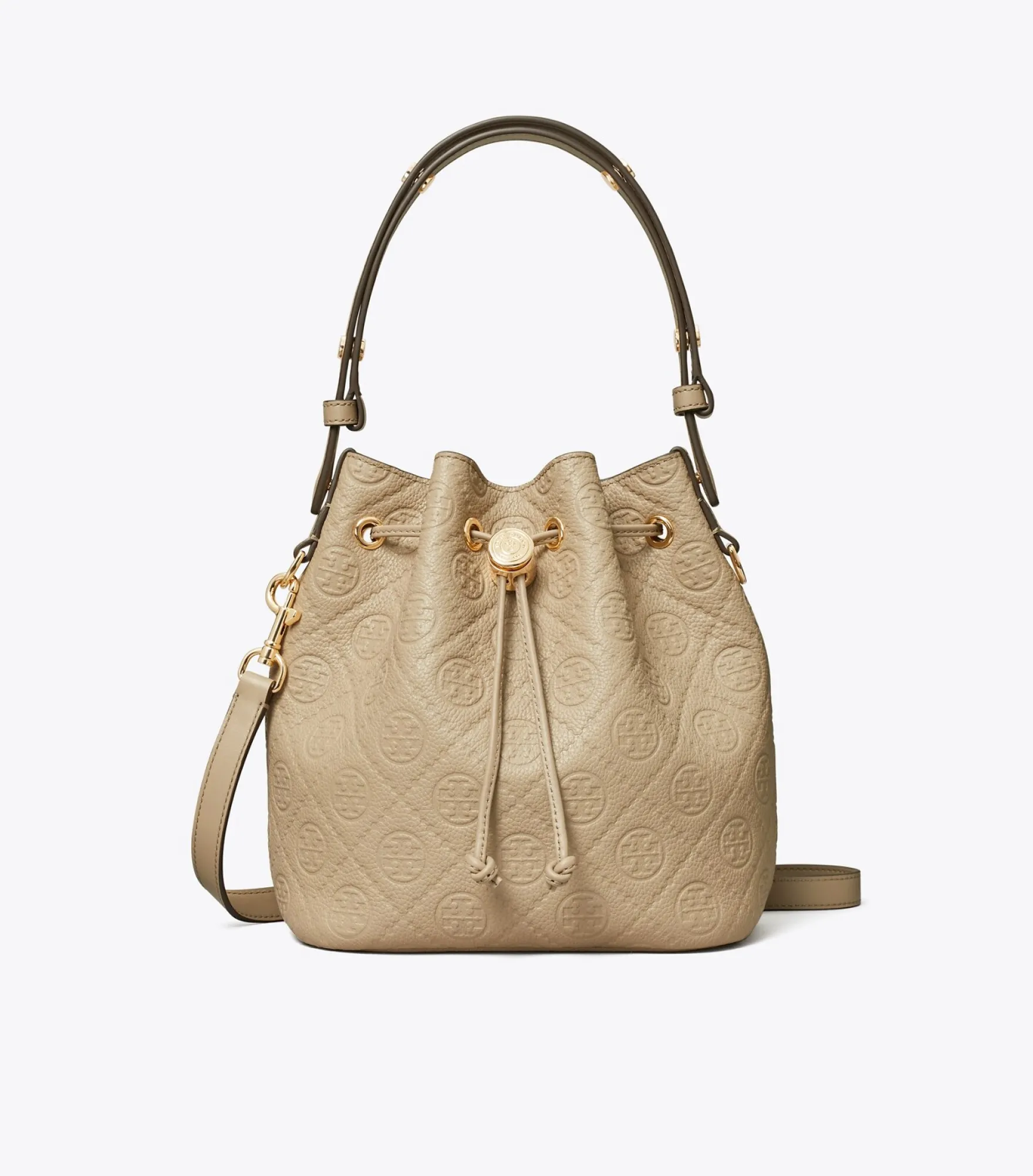 STRUKTURIERTE BUCKET BAG MIT T-MONOGRAMM