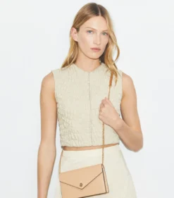 STRUKTURIERTE GELDBÖRSE IM KUVERT-STIL MIT KETTE