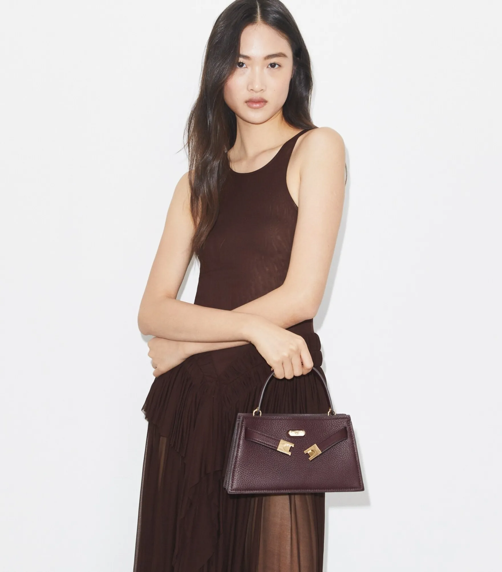 STRUKTURIERTE MINI LEE RADZIWILL TASCHE MIT TRAGEGRIFF OBEN