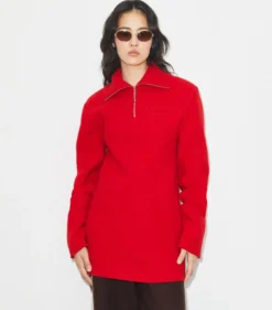 SWEATSHIRT AUS WOLLE MIT HALBLANGEM REISSVERSCHLUSS