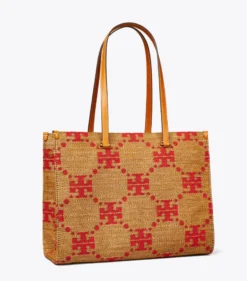 T MONOGRAM WOVEN TOTE