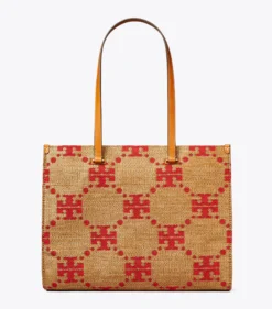 T MONOGRAM WOVEN TOTE