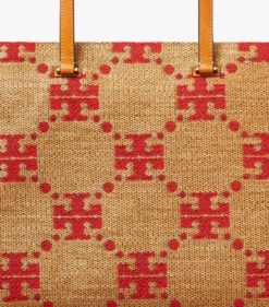 T MONOGRAM WOVEN TOTE