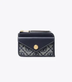 T MONOGRAM ZIP CARD CASE