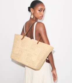 TORY BURCH X DOUM FOR WOMEN LARGE ELLA RAFFIA TOTE