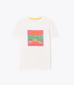 T-SHIRT MIT GRAFISCHEM LOGOAUFNÄHER